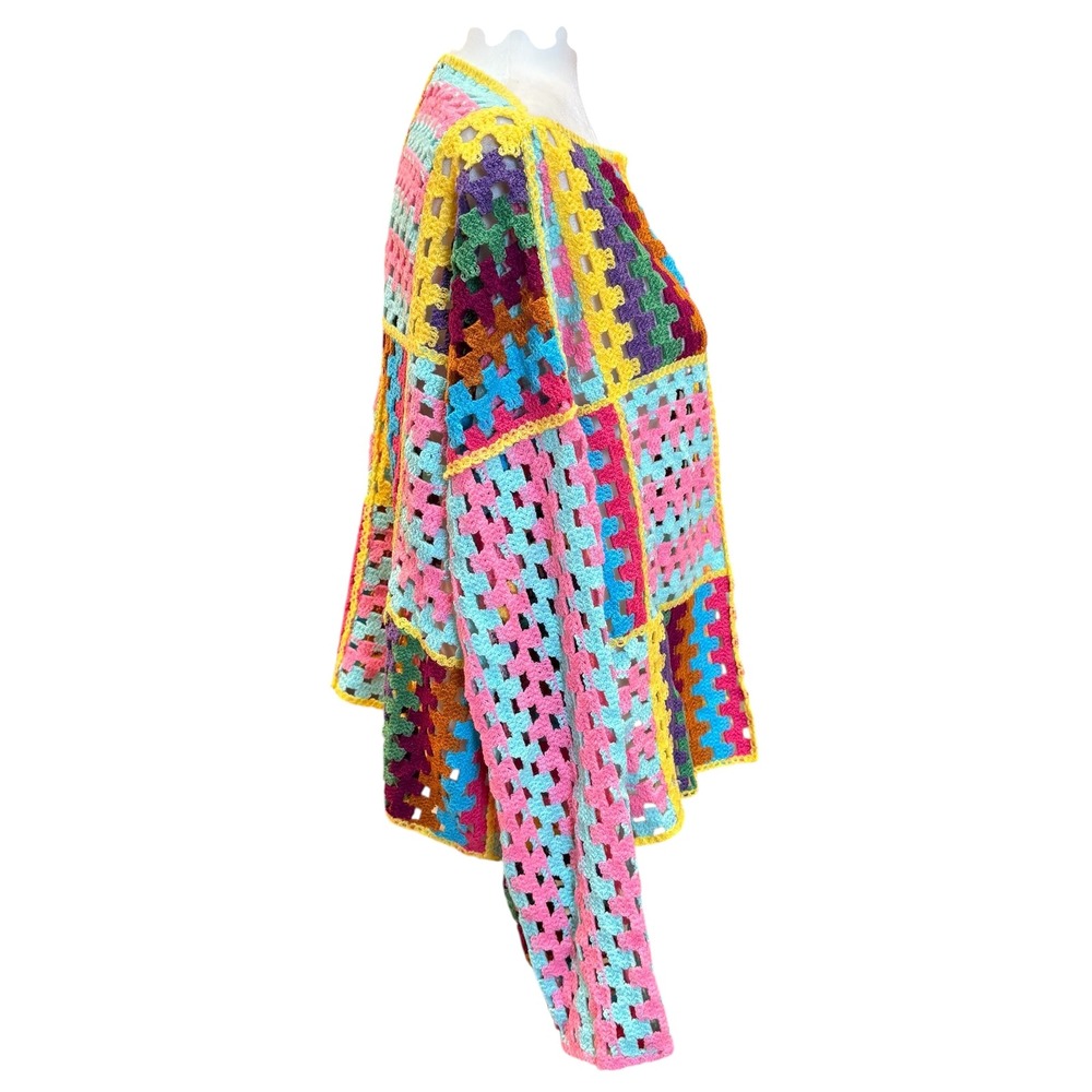 Pol Julia Crochet Patchwork Cardigan Sweater Os C… - image 7